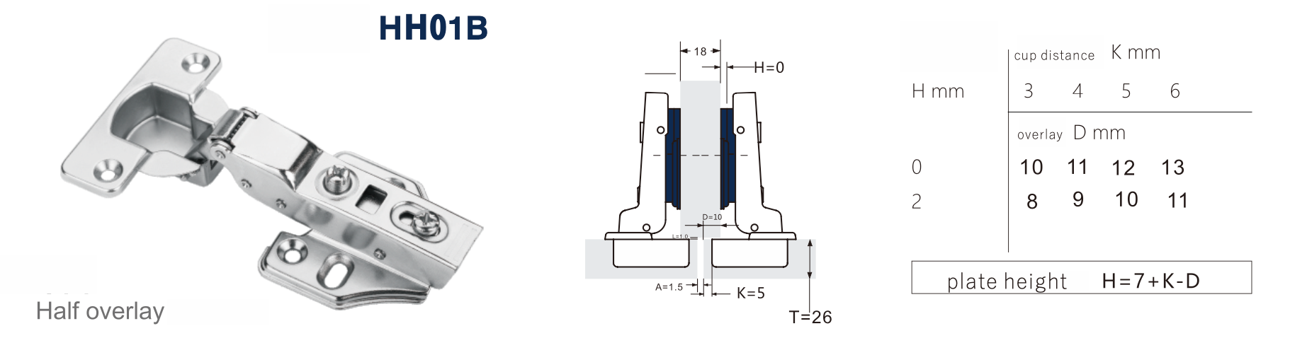 HH01B Two-way hydraulic fixed mounting plate hinge